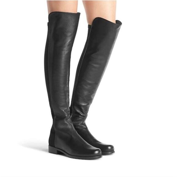 STUART WEITZMAN 5050 Leather OTK Boot Black Sz 5 - Picture 2 of 14